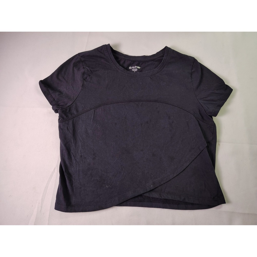Athletex Women S Black Wrap Front Crop Tee Athletic Workout Short Sleeve Shirt‎